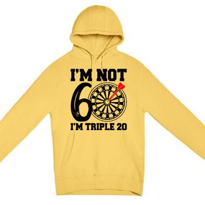 60th Birthday Funny Triple 20 Darts Premium Pullover Hoodie