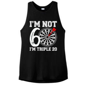 60th Birthday Funny Triple 20 Darts Ladies PosiCharge Tri-Blend Wicking Tank