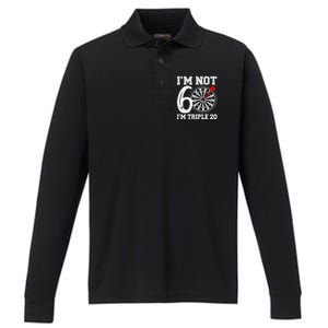 60th Birthday Funny Triple 20 Darts Performance Long Sleeve Polo