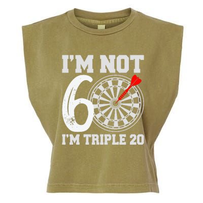 60th Birthday Funny Triple 20 Darts Garment-Dyed Women's Muscle Tee