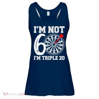 60th Birthday Funny Triple 20 Darts Ladies Essential Flowy Tank