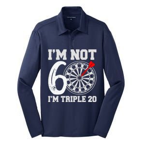 60th Birthday Funny Triple 20 Darts Silk Touch Performance Long Sleeve Polo