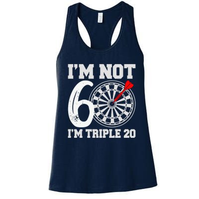 60th Birthday Funny Triple 20 Darts Women's Racerback Tank