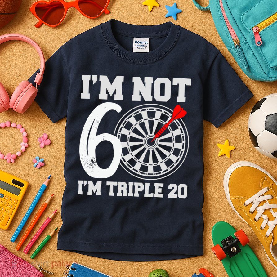 60th Birthday Funny Triple 20 Darts Kids T-Shirt