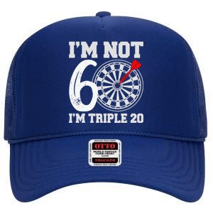 60th Birthday Funny Triple 20 Darts High Crown Mesh Back Trucker Hat