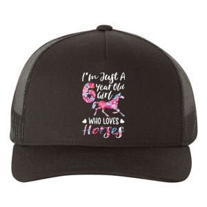 6th birthday for horse lover Just A 6 years old Yupoong Adult 5-Panel Trucker Hat