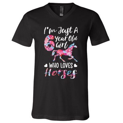 6th birthday for horse lover Just A 6 years old V-Neck T-Shirt