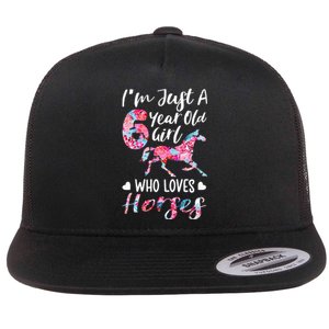 6th birthday for horse lover Just A 6 years old Flat Bill Trucker Hat