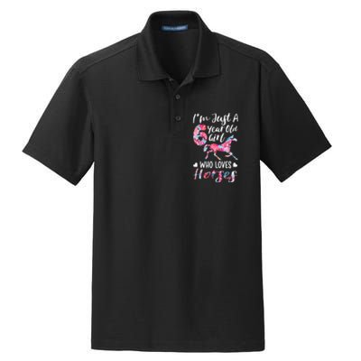 6th birthday for horse lover Just A 6 years old Dry Zone Grid Polo