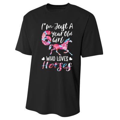 6th birthday for horse lover Just A 6 years old Performance Sprint T-Shirt