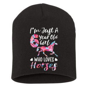 6th birthday for horse lover Just A 6 years old Short Acrylic Beanie