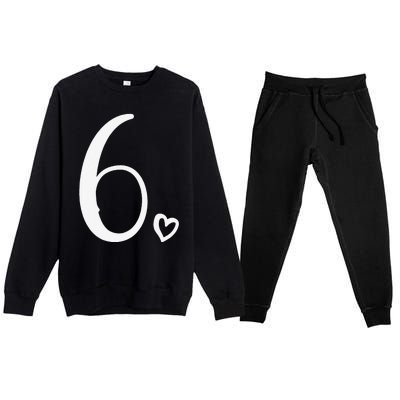 6th Birthday, For, Six, Number 6 Years Old Cute Premium Crewneck Sweatsuit Set