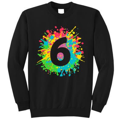 6th Birthday for girl, boy. 6, paint splashes tee. Sweatshirt