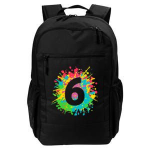 6th Birthday for girl, boy. 6, paint splashes tee. Daily Commute Backpack