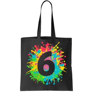 6th Birthday for girl, boy. 6, paint splashes tee. Tote Bag