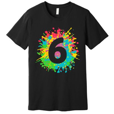 6th Birthday for girl, boy. 6, paint splashes tee. Premium T-Shirt