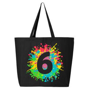 6th Birthday for girl, boy. 6, paint splashes tee. 25L Jumbo Tote