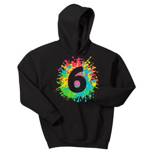 6th Birthday for girl, boy. 6, paint splashes tee. Kids Hoodie