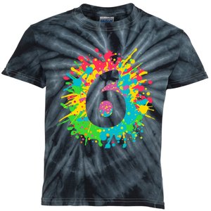 6th Birthday for girl, boy. 6, paint splashes tee. Kids Tie-Dye T-Shirt