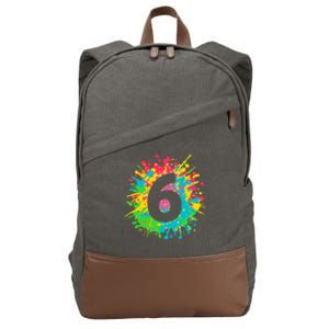 6th Birthday for girl, boy. 6, paint splashes tee. Cotton Canvas Backpack