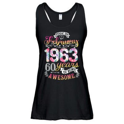 60th Birthday Flowers Gift For Women Born In February 1963 Ladies Essential Flowy Tank