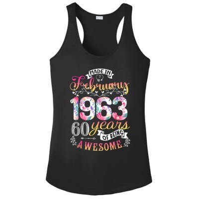 60th Birthday Flowers Gift For Women Born In February 1963 Ladies PosiCharge Competitor Racerback Tank