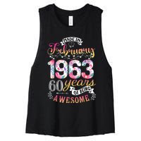 60th Birthday Flowers Gift For Women Born In February 1963 Women's Racerback Cropped Tank