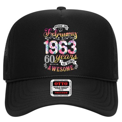 60th Birthday Flowers Gift For Women Born In February 1963 Trucker Hat