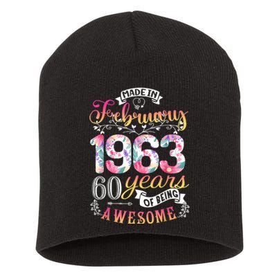 60th Birthday Flowers Gift For Women Born In February 1963 Short Acrylic Beanie