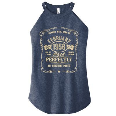 65th Birthday For Legends Born February 1958 65 Yrs Old Women’s Perfect Tri Rocker Tank