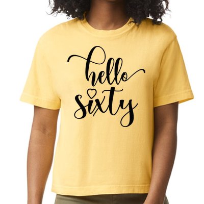 60th Birthday For Women Hello Sixty 60 Years Old Cute Comfort Colors Boxy T-Shirt