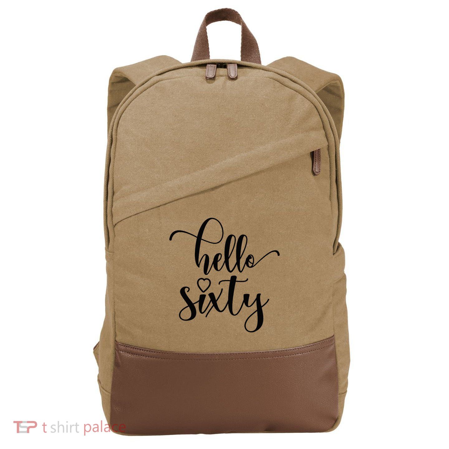 60th Birthday For Women Hello Sixty 60 Years Old Cute Cotton Canvas Backpack