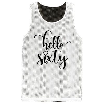 60th Birthday For Women Hello Sixty 60 Years Old Cute Mesh Reversible Basketball Jersey Tank