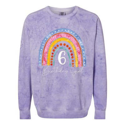 6th Birthday For Girl Rainbow 6 Year Old Birthday Colorblast Crewneck Sweatshirt