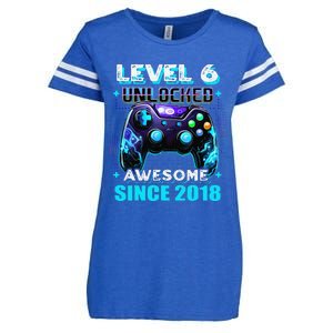 6th Birthday Gamer 6 Year Old Funny Bday Boy Six Son Enza Ladies Jersey Football T-Shirt