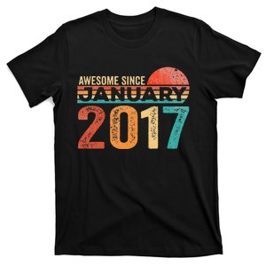 6th Birthday Gift 6 Years Old Awesome Since January 2017 T-Shirt