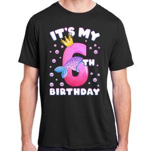 6th Birthday Girl Mermaid Fin Number 6 Adult ChromaSoft Performance T-Shirt