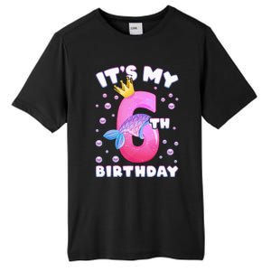 6th Birthday Girl Mermaid Fin Number 6 Tall Fusion ChromaSoft Performance T-Shirt