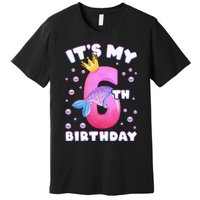 6th Birthday Girl Mermaid Fin Number 6 Premium T-Shirt