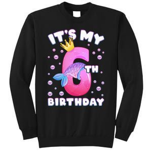 6th Birthday Girl Mermaid Fin Number 6 Tall Sweatshirt