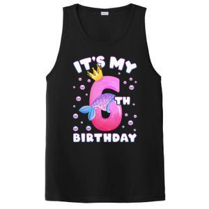 6th Birthday Girl Mermaid Fin Number 6 PosiCharge Competitor Tank