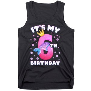 6th Birthday Girl Mermaid Fin Number 6 Tank Top