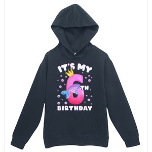 6th Birthday Girl Mermaid Fin Number 6 Urban Pullover Hoodie