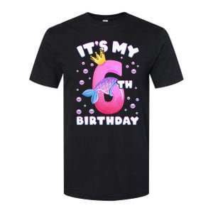 6th Birthday Girl Mermaid Fin Number 6 Softstyle CVC T-Shirt