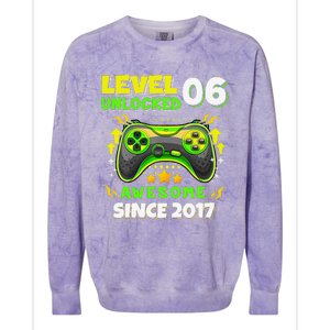 6th Birthday Gifts Level 6 Unlocked 6 Years Old Gamer Cute Colorblast Crewneck Sweatshirt