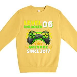 6th Birthday Gifts Level 6 Unlocked 6 Years Old Gamer Cute Premium Crewneck Sweatshirt