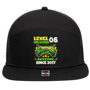 6th Birthday Gifts Level 6 Unlocked 6 Years Old Gamer Cute 7 Panel Mesh Trucker Snapback Hat