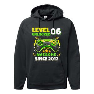 6th Birthday Gifts Level 6 Unlocked 6 Years Old Gamer Cute Performance Fleece Hoodie