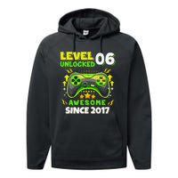 6th Birthday Gifts Level 6 Unlocked 6 Years Old Gamer Cute Performance Fleece Hoodie