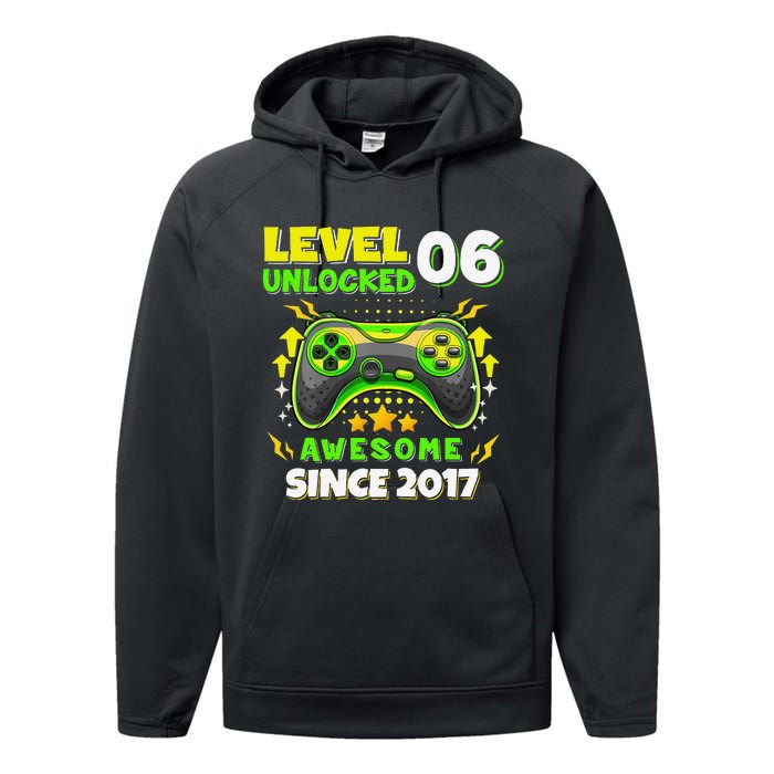 6th Birthday Gifts Level 6 Unlocked 6 Years Old Gamer Cute Performance Fleece Hoodie